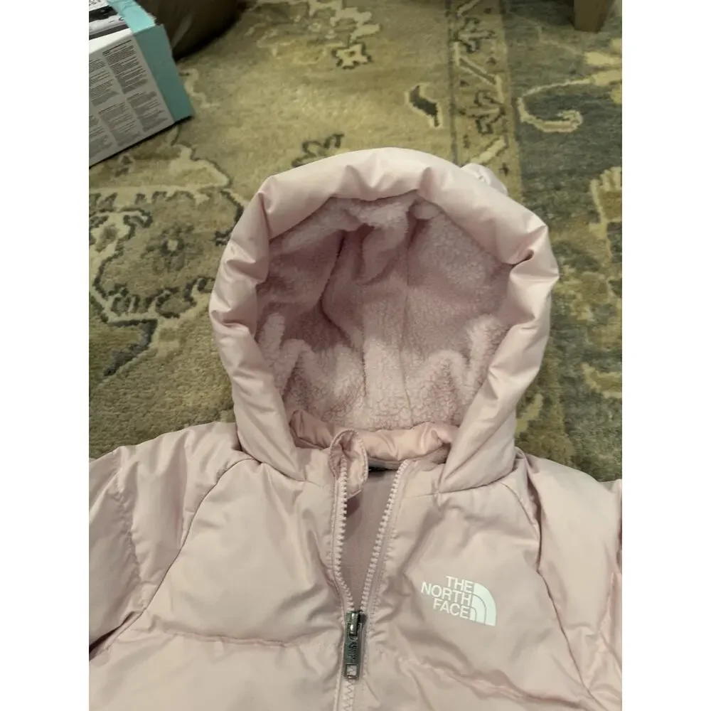 THE NORTH FACE Pink DOWN Filled FLEECE-LINED JACKET Baby Girl Sz 18-24 Months